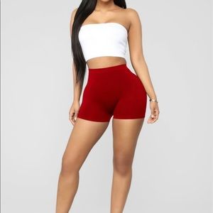 Red Seamless Basic Fitted Mini Bike Shorts